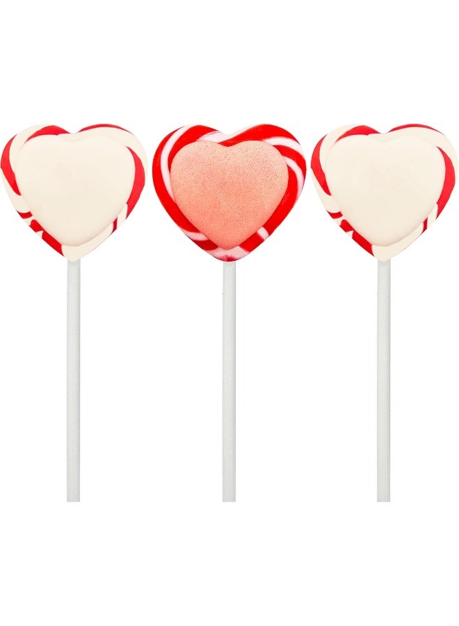 Fruidles Valentine's Red and White Swirl Heart Lollipop Candy Sucker Assorted, Individually Wrapped (12-Pack) - Image 1